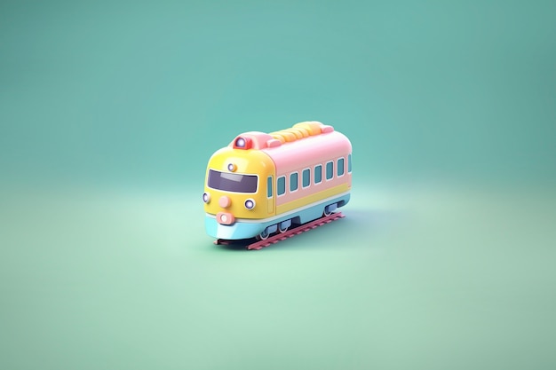 Free photo view of 3d train model with simple colored background