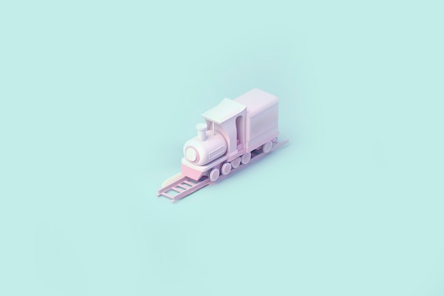 View of 3d train model with simple colored background