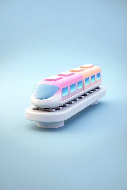 Free Photo view of 3d train model with simple colored background