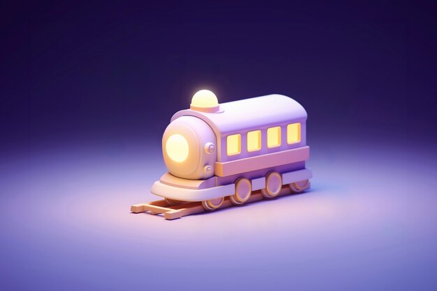 Free Photo view of 3d train model with simple colored background