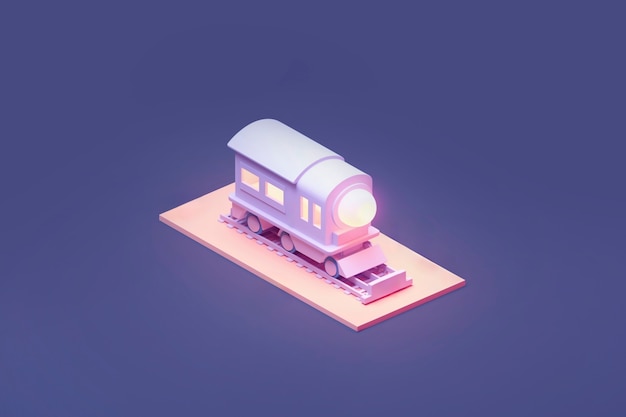 Free photo view of 3d train model with simple colored background