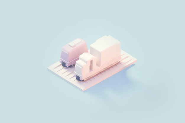 Free photo view of 3d train model with simple colored background