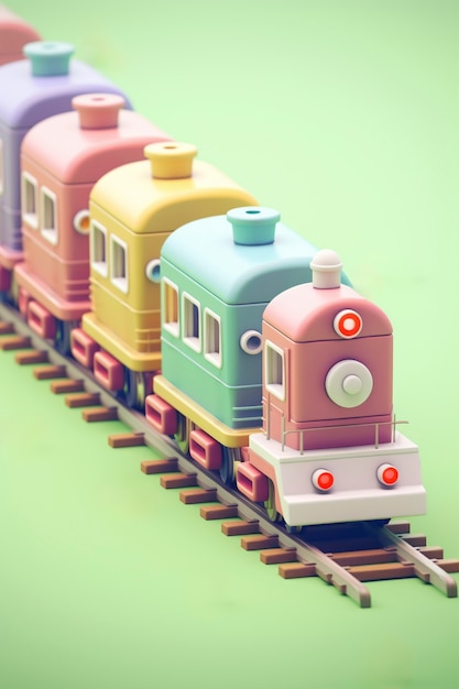 Free photo view of 3d train model with simple colored background