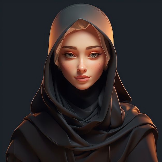 Free photo view of 3d woman wearing a hijab