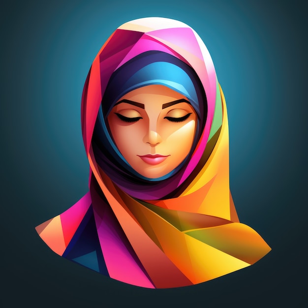 View of 3d woman wearing a hijab