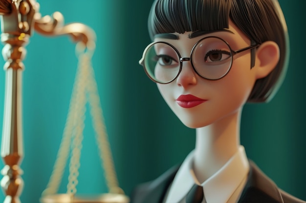 Free photo view of 3d woman working in the justice and law field