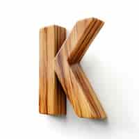 Free photo view of 3d wooden letter k