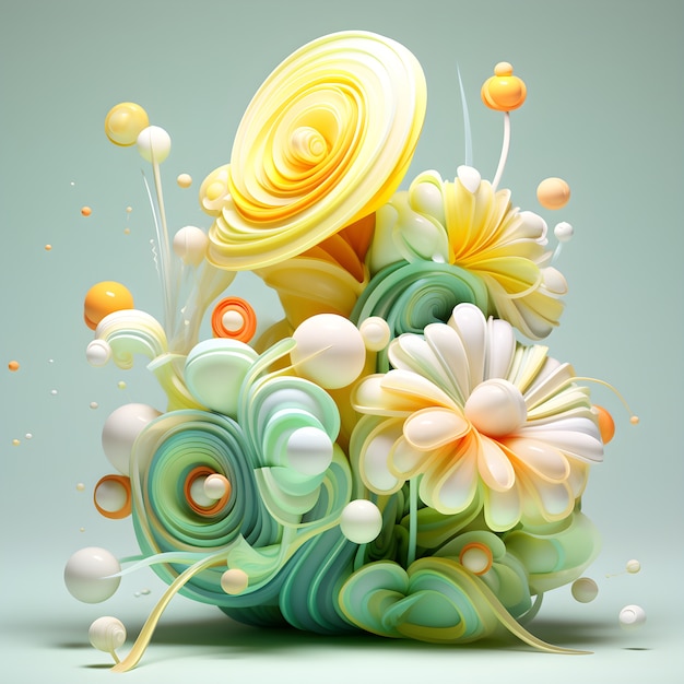 Free Photo view of abstract 3d flower arrangement