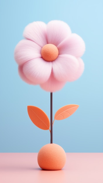 Free photo view of abstract 3d flower with felt texture