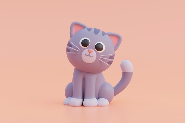 Free Photo view of adorable 3d cat