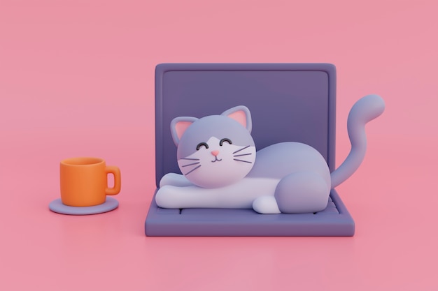 Free Photo view of adorable 3d cat