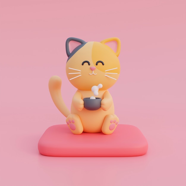 Free Photo view of adorable 3d cat