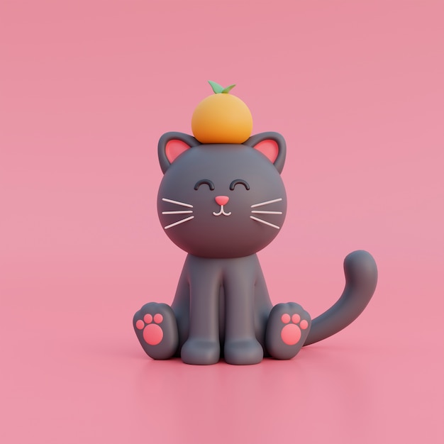 Free Photo view of adorable 3d cat