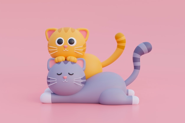 Free Photo view of adorable 3d cats