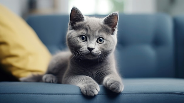 Free Photo view of adorable kitten inside house