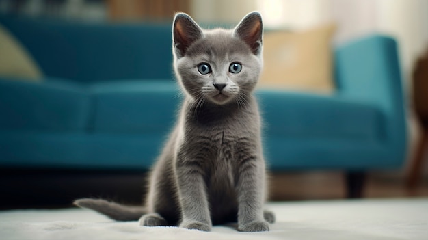 Free photo view of adorable kitten inside house