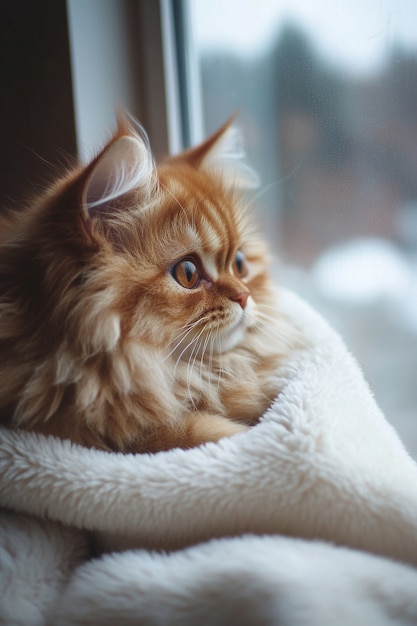 Free photo view of adorable persian domestic cat