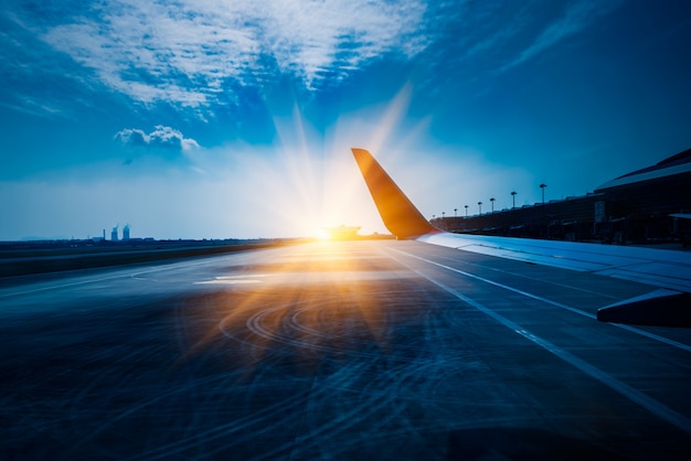 Free Photo view of air plane wing during take off or landing