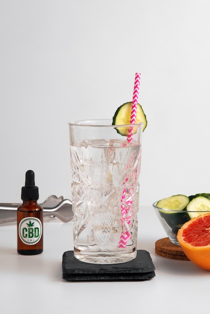 Free photo view of alcoholic beverage with cbd oil infusion