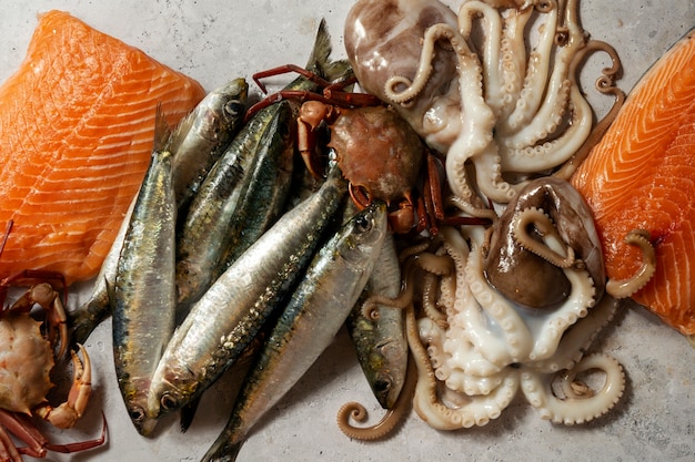 Free photo view of allergens commonly found in sea food