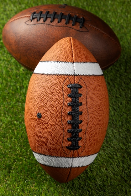 View of american football balls