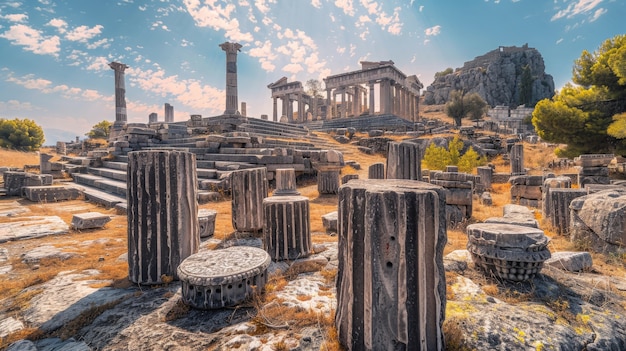 Free Photo view of ancient greek architecture with temple structure