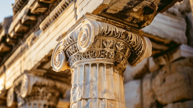 View of ancient greek architecture with temple structure