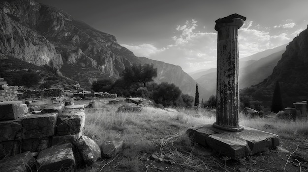 Free photo view of ancient greek architecture with temple structure