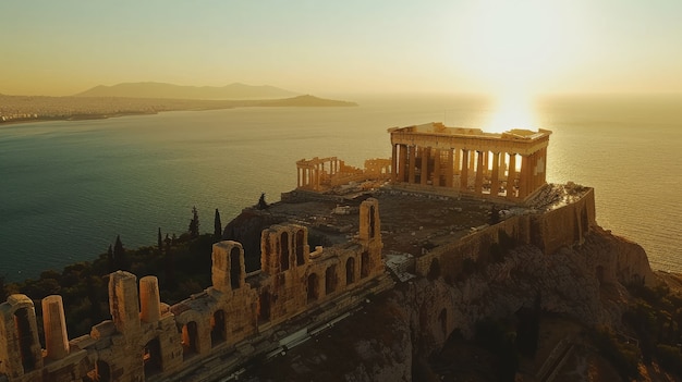 Free photo view of ancient greek architecture with temple structure