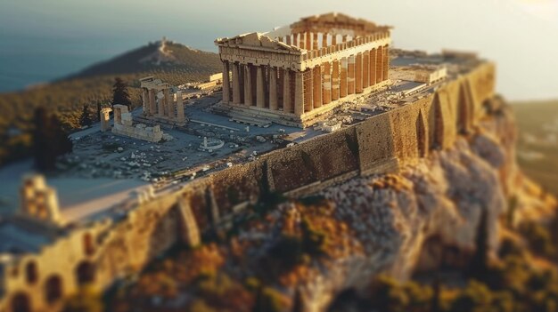 View of ancient greek architecture with temple structure