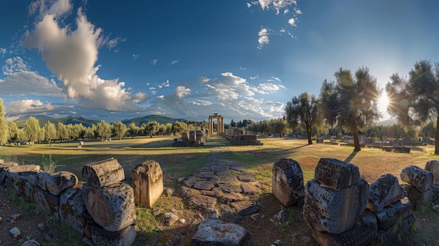 Free Photo view of ancient greek architecture with temple structure