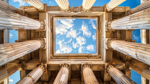 Free Photo view of ancient greek architecture with temple structure