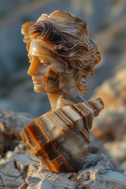 View of ancient greek goddess bust