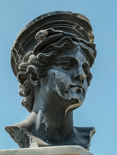 View of ancient greek goddess bust