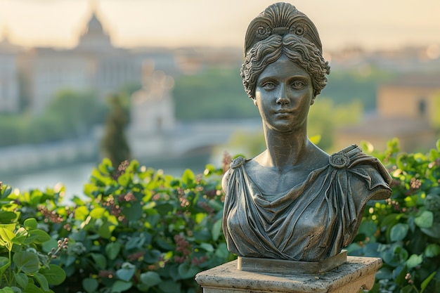 View of ancient greek goddess bust