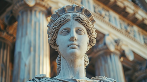 Free photo view of ancient greek goddess bust