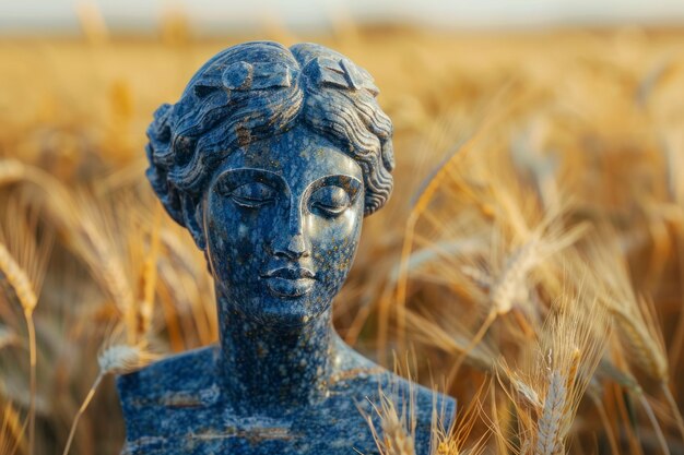 View of ancient greek goddess bust