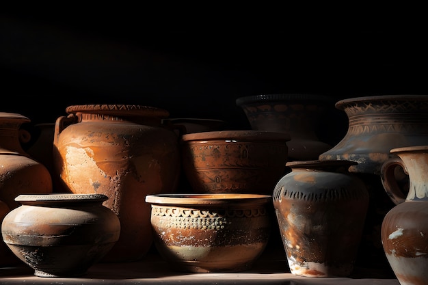 Free Photo view of ancient pottery vessels and earthenware