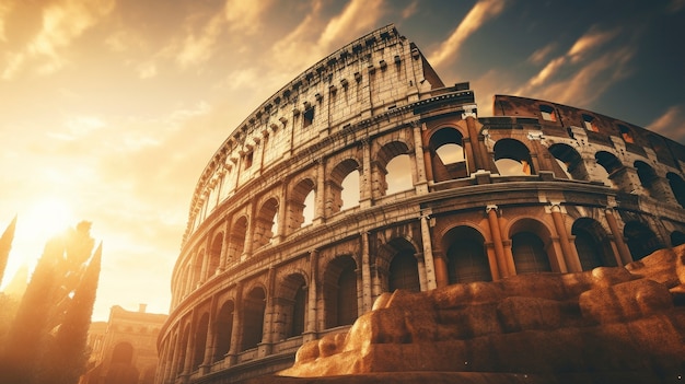 View of the ancient roman empire colosseum