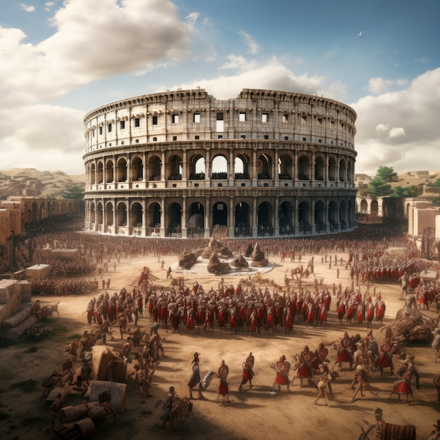 View of the ancient roman empire colosseum