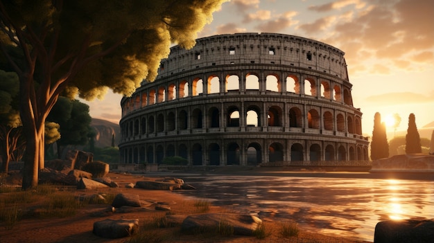 Free Photo view of the ancient roman empire colosseum