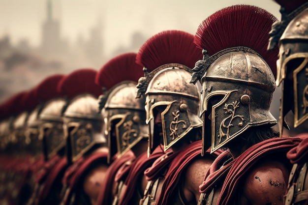 View of ancient roman empire male warriors