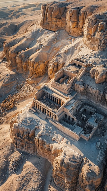 View of ancient temple and tomb from the ancient egyptian times