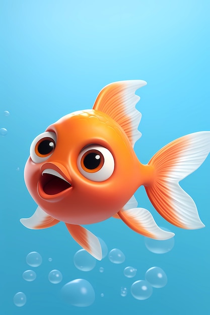 Free Photo view of animated cartoon 3d fish