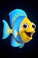 Free photo view of animated cartoon 3d fish