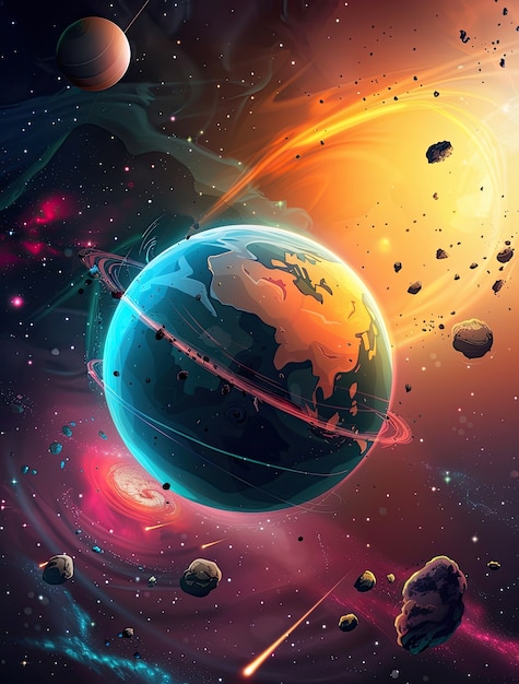 Free Photo view of animated cartoon planets