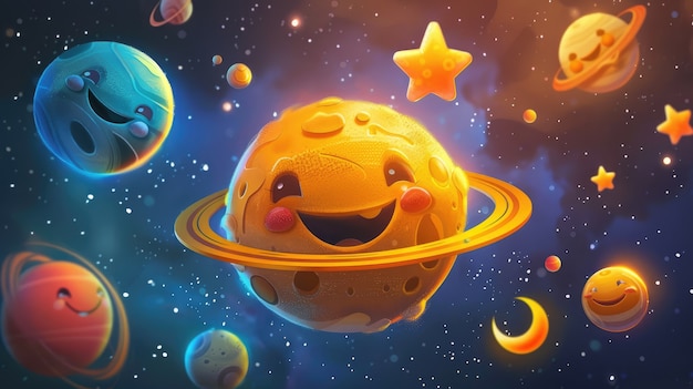 Free photo view of animated cartoon planets