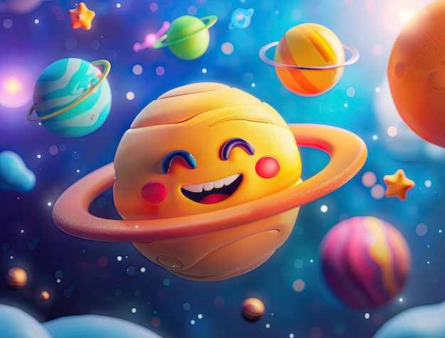 Free photo view of animated cartoon planets