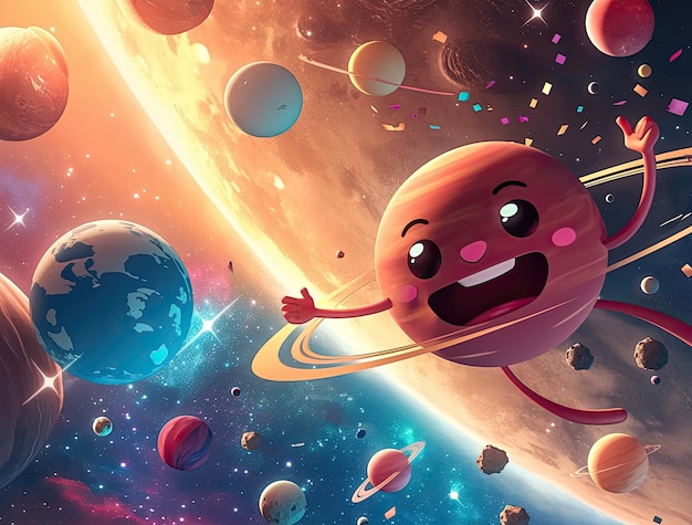 Free Photo view of animated cartoon planets