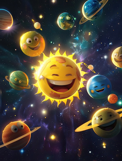 Free Photo view of animated cartoon planets